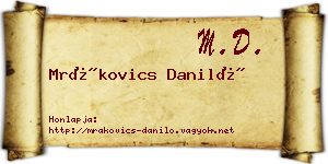Mrákovics Daniló névjegykártya